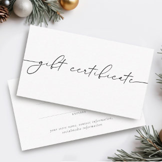 Elegant Minimalist Calligraphy Gift Certificate