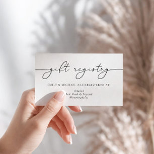 Elegant Minimalist Calligraphy Gift Registry Enclosure Card