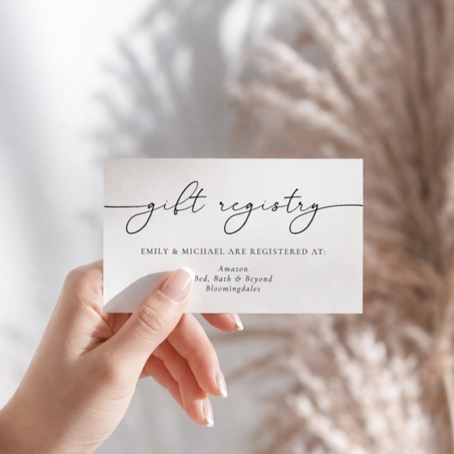 Elegant Minimalist Calligraphy Gift Registry Enclosure Card (Creator Uploaded)