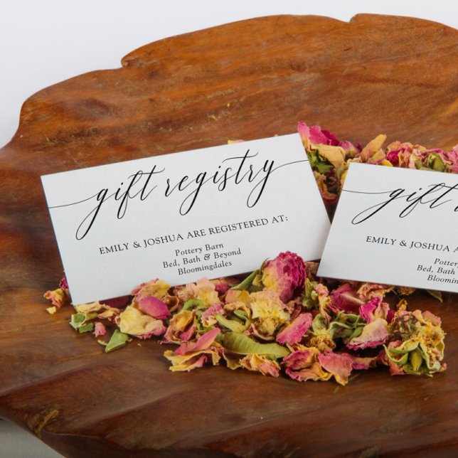 Elegant Minimalist Calligraphy Gift Registry Enclosure Card (Creator Uploaded)