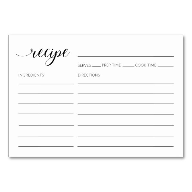 Elegant Minimalist Calligraphy Recipe Card (Front)