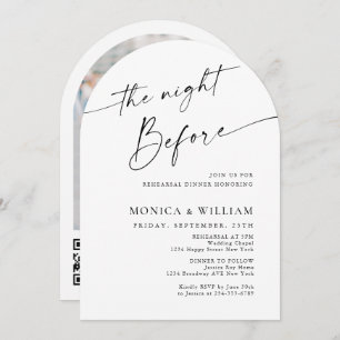 Elegant Minimalist Calligraphy Rehearsal Dinner Invitation