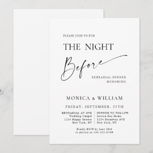 Elegant Minimalist Calligraphy Rehearsal Dinner Invitation