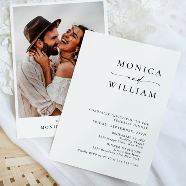 Elegant Minimalist Calligraphy Rehearsal Dinner Invitation (Creator Uploaded)