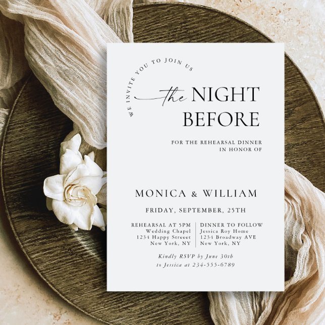 Elegant Minimalist Calligraphy Rehearsal Dinner Invitation (Creator Uploaded)