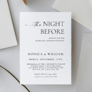 Elegant Minimalist Calligraphy Rehearsal Dinner Invitation