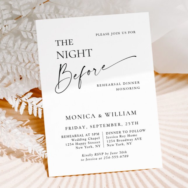 Elegant Minimalist Calligraphy Rehearsal Dinner Invitation (Creator Uploaded)