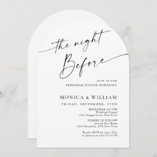 Elegant Minimalist Calligraphy Rehearsal Dinner Invitation