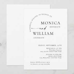 Elegant Minimalist Calligraphy Rehearsal Dinner Invitation