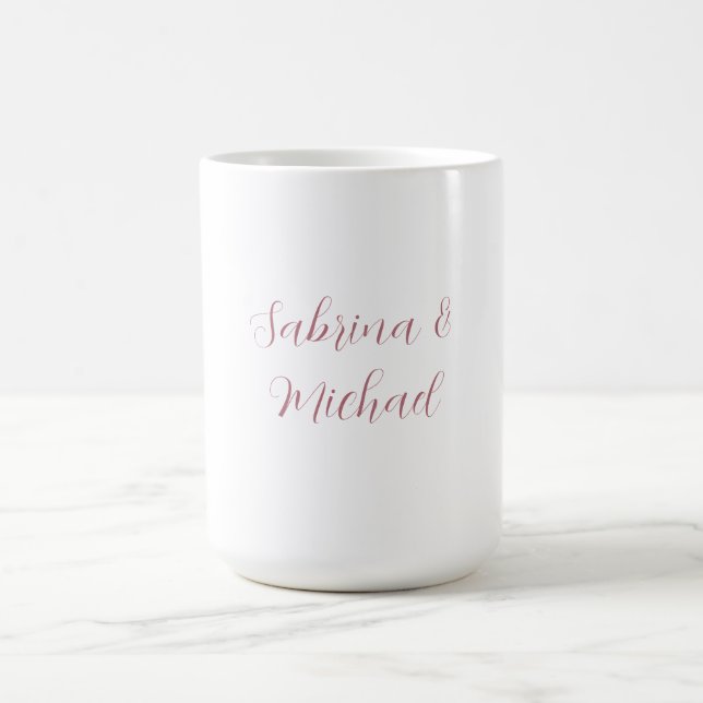 Elegant Minimalist Calligraphy Rose Gold White Coffee Mug (Center)
