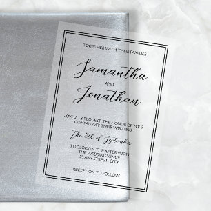 Elegant Minimalist Calligraphy Script Wedding Acrylic Invitations