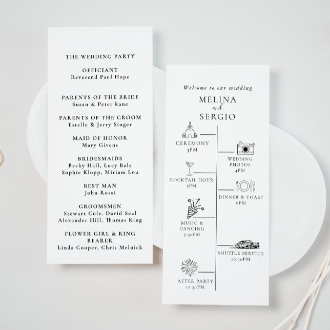 Elegant Minimalist Calligraphy Timeline Wedding Programme (Creator Uploaded)