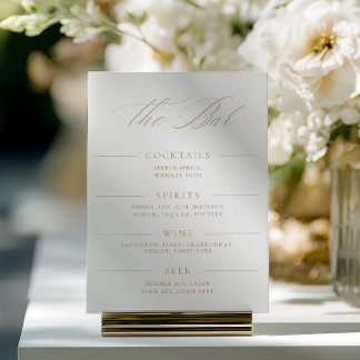 Elegant Minimalist Calligraphy Wedding Bar Menu