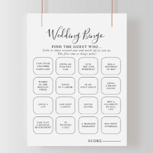 Elegant Minimalist Calligraphy Wedding Bingo Game