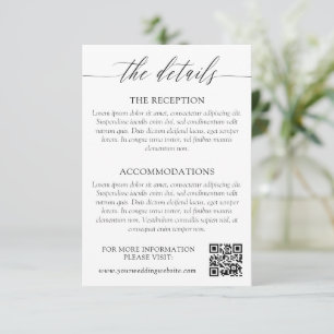 Elegant Minimalist Calligraphy Wedding Details Enclosure Card