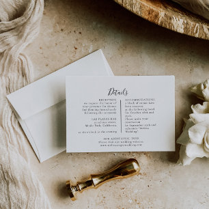 Elegant Minimalist Calligraphy Wedding Details Enclosure Card