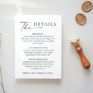 Elegant Minimalist Calligraphy Wedding Details Enclosure Card