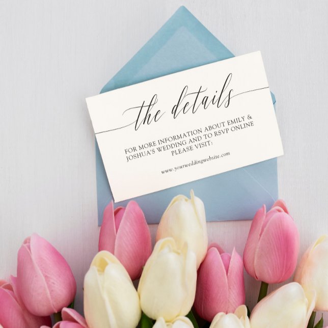Elegant Minimalist Calligraphy Wedding Details Enclosure Card (Creator Uploaded)