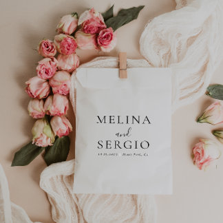 Elegant Minimalist Calligraphy Wedding  Favour Bag