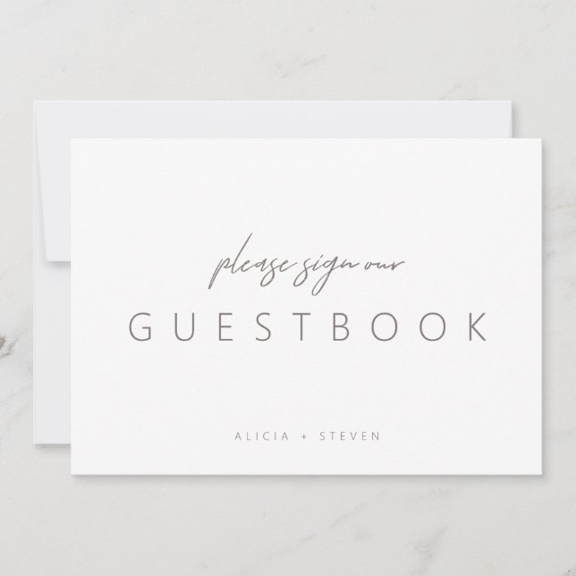 Elegant Minimalist Calligraphy Wedding Guest Book  Invitation (Front)