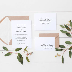 Elegant Minimalist Calligraphy Wedding Invitation