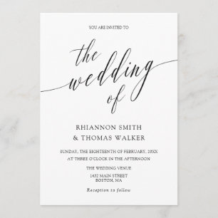 Elegant Minimalist Calligraphy Wedding Invitation