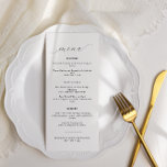 Elegant Minimalist Calligraphy Wedding Menu<br><div class="desc">A minimalist wedding menu with the header "menu" in black calligraphy style font. Personalise with your wedding menu details in black serif font.</div>