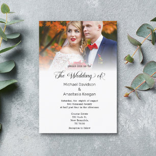 elegant minimalist calligraphy wedding photo chic invitation