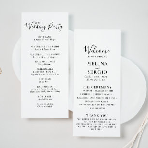 Elegant Minimalist Calligraphy Wedding Programme