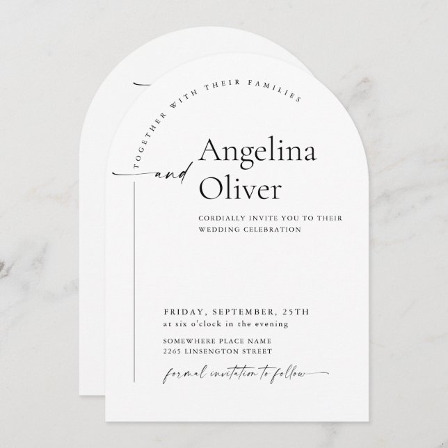 Elegant Minimalist Calligraphy Wedding QR code Invitation (Front/Back)