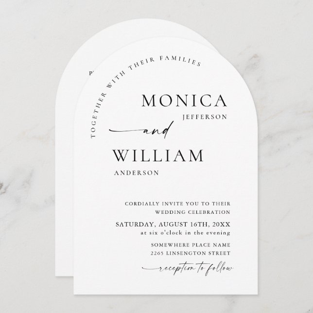 Elegant Minimalist Calligraphy Wedding QR code Invitation (Front/Back)