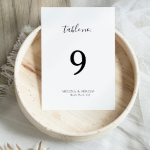 Elegant Minimalist Calligraphy Wedding  Table Number