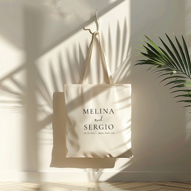 Elegant Minimalist Calligraphy Wedding Tote Bag (Creator Uploaded)