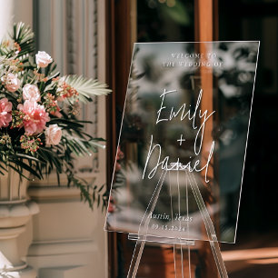 Elegant Minimalist Calligraphy Wedding Welcome Acrylic Sign