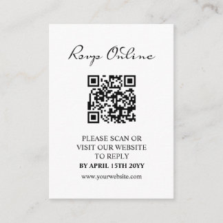 Elegant Minimalist Calligraphy White Wedding RSVP Enclosure Card