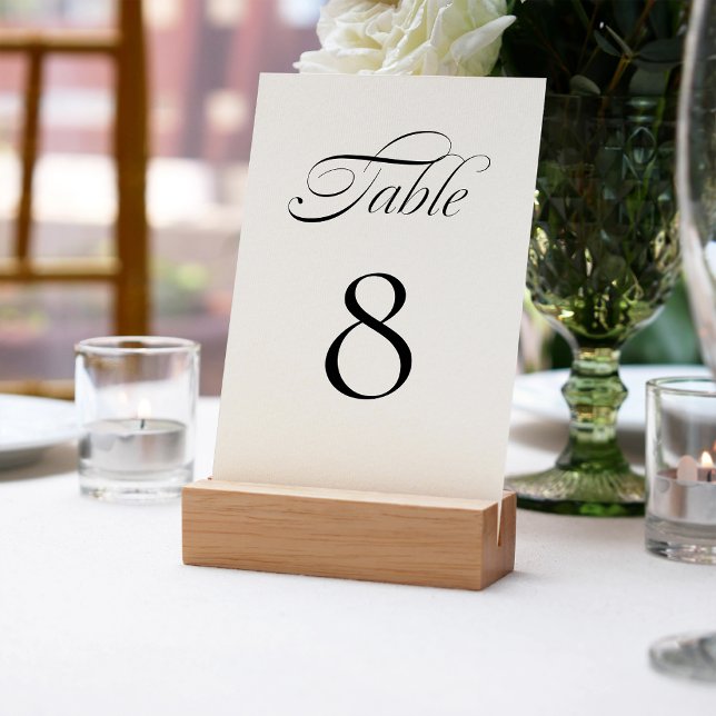 Elegant Minimalist Calligraphy White Wedding Table Number (Creator Uploaded)