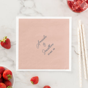 Elegant Minimalist Cashmere Peach White Wedding Napkin