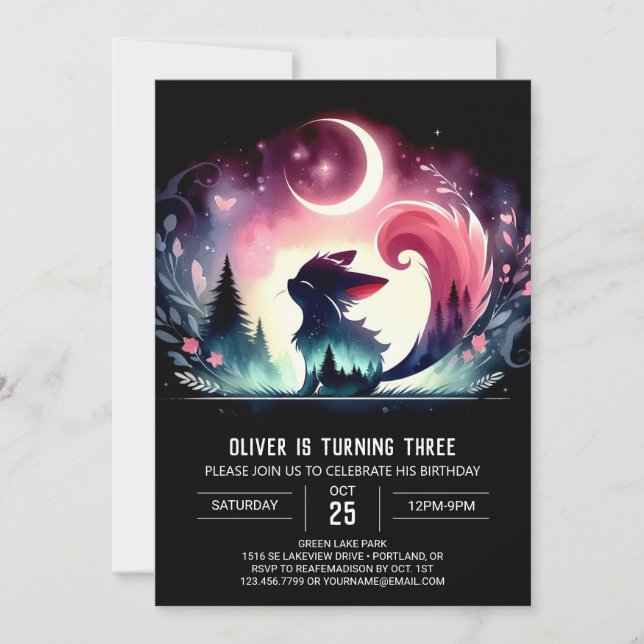 Elegant Minimalist Cat Birthday Invitation (Front)