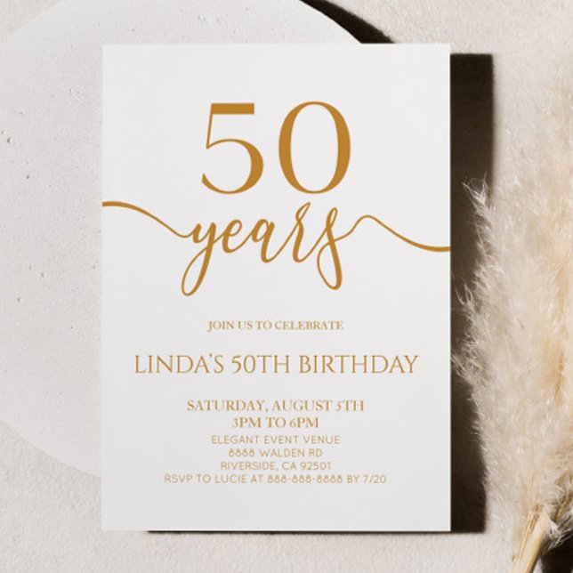 Elegant Minimalist Champagne 50th Birthday Party Invitation (Creator Uploaded)
