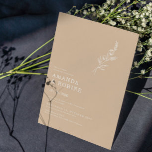 Elegant Minimalist Chic Leaves Flower Wedding Invitation