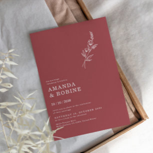 Elegant Minimalist Chic Leaves Flower Wedding Invitation
