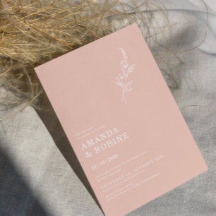 Elegant Minimalist Chic Leaves Flower Wedding Invitation