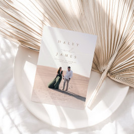 Elegant Minimalist Chic Script Photo Wedding Invit Invitation