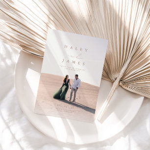 Elegant Minimalist Chic Script Photo Wedding Invit Invitation