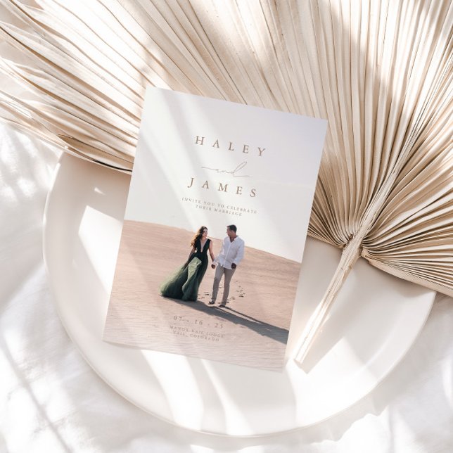 Elegant Minimalist Chic Script Photo Wedding Invit Invitation (Creator Uploaded)