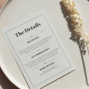 Elegant Minimalist Chic Wedding Details Enclosure Card