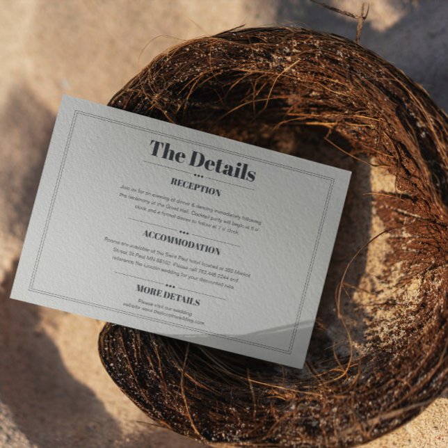 Elegant Minimalist Chic Wedding Details Enclosure Card (Creator Uploaded)