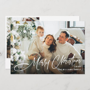 Elegant Minimalist Christmas 2 Photo QR code Holiday Card