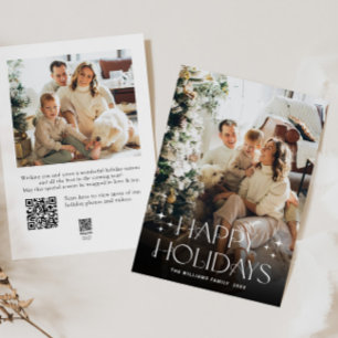 Elegant Minimalist Christmas 2 Photo QR code Holiday Card