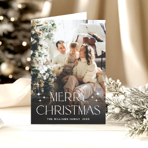 Elegant Minimalist Christmas 3 Photo QR code Holiday Card